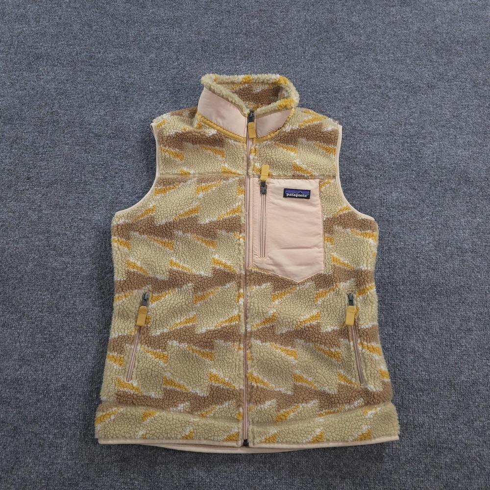 Patagonia Vest Womens Medium Beige Classic Retro-X Sherpa Fleece Hiking Outdoors